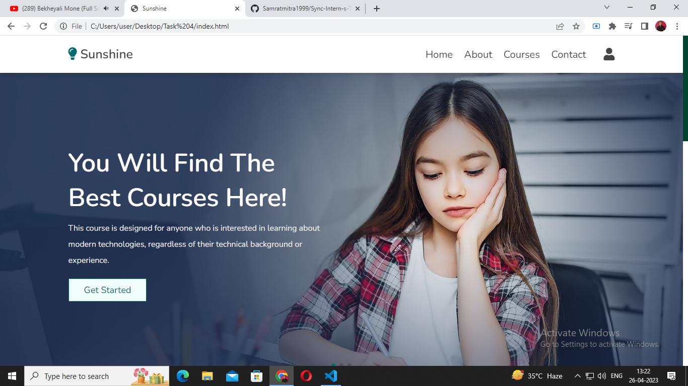 the GitHub - Samratmitra1999/Sync-Intern-s-Task-4-: A E-Learning Website ...