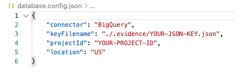 Docs for updating database configuration file for BigQuery don't ...