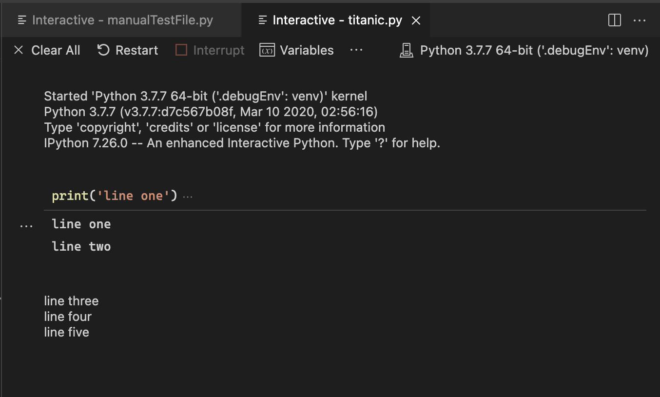 Confusing block of text printed at top of new interactive window ...