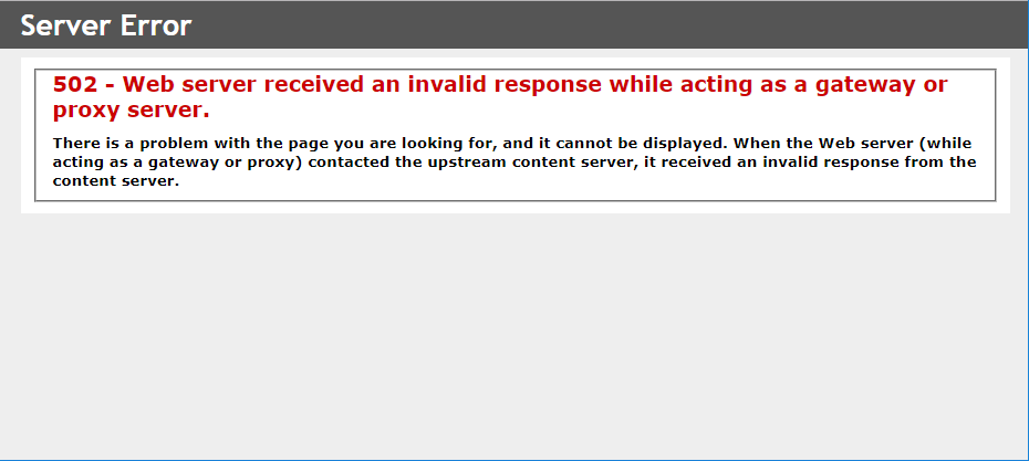 Server Error 502 Web Server Received An Invalid Response