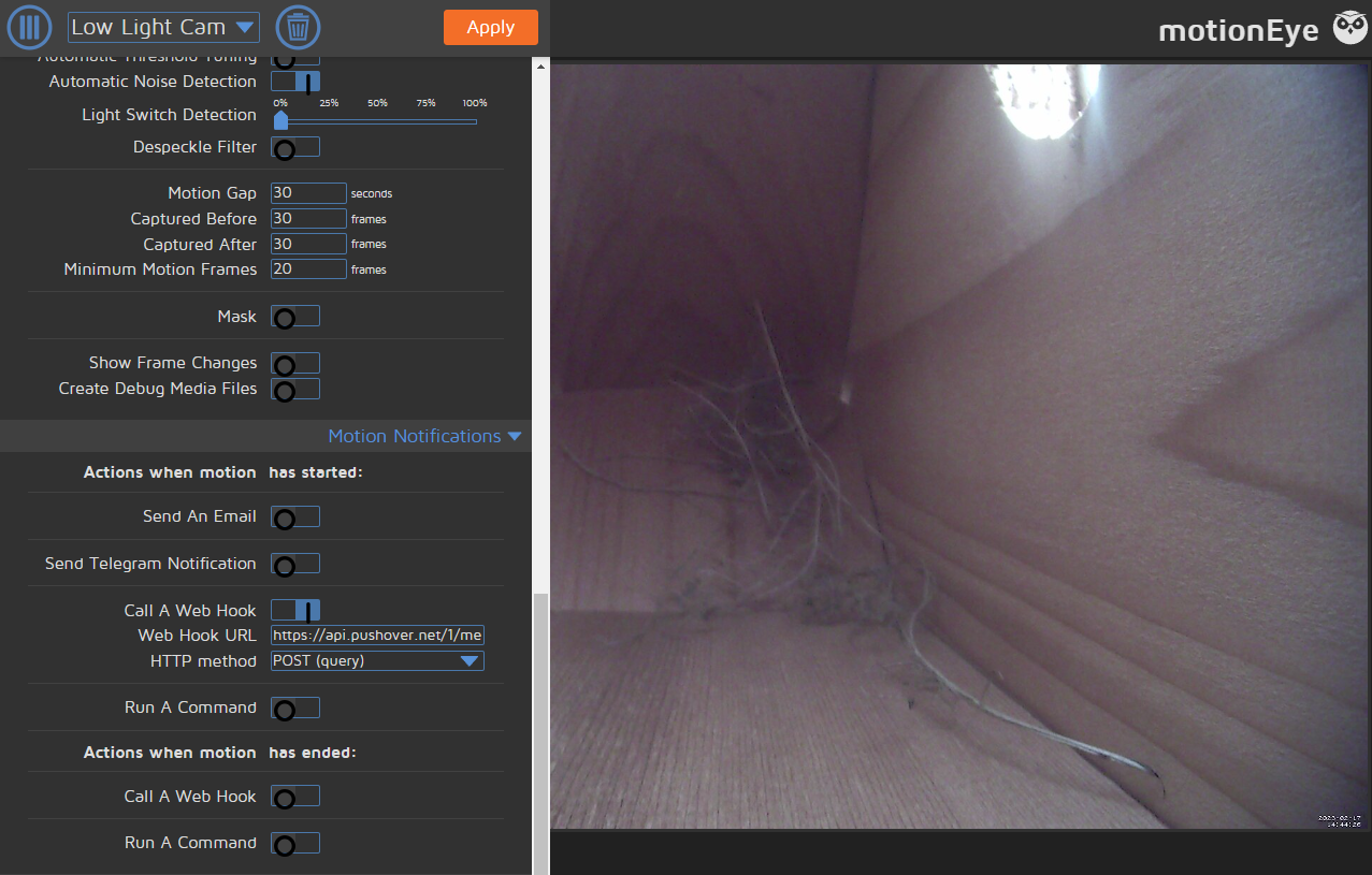 Motion detection not calling webhook · Issue #2704 · motioneye-project ...