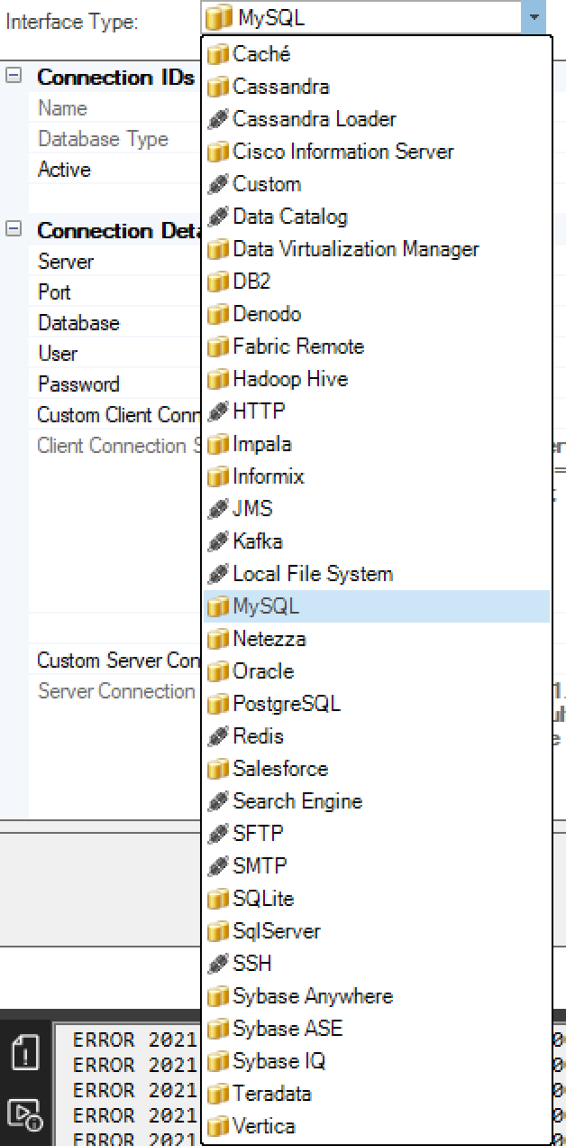 How to resolve this error when connecting to a MySQL database "folder