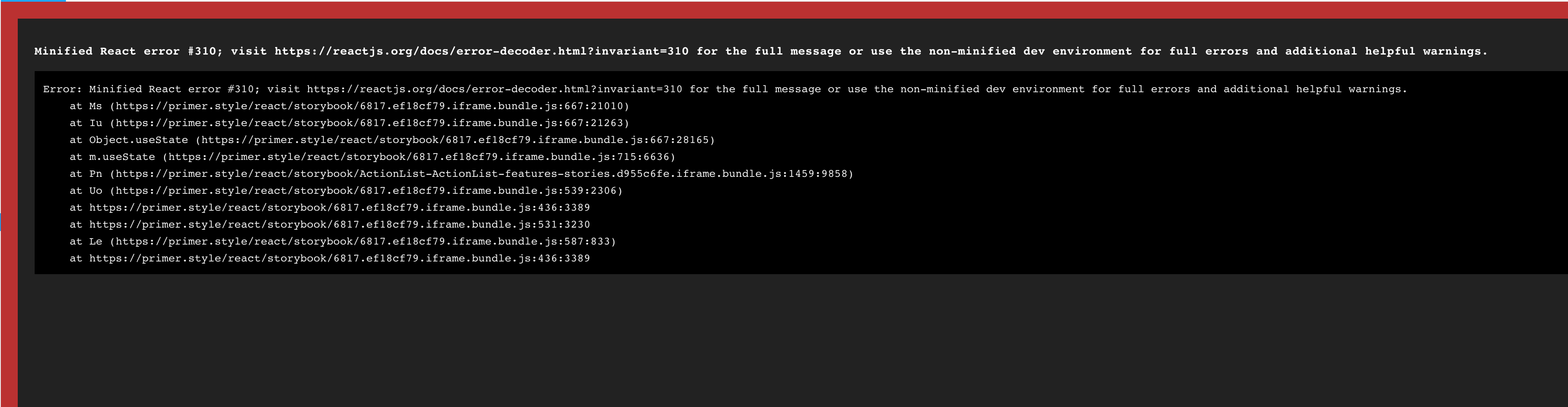 Storybook components that use useEffect throw error when changing to