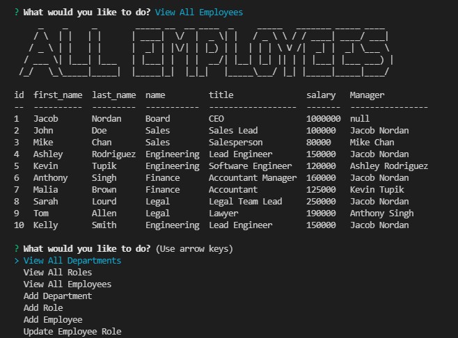 GitHub - janellecikanek/Employee-Tracker-1: This program is used to ...