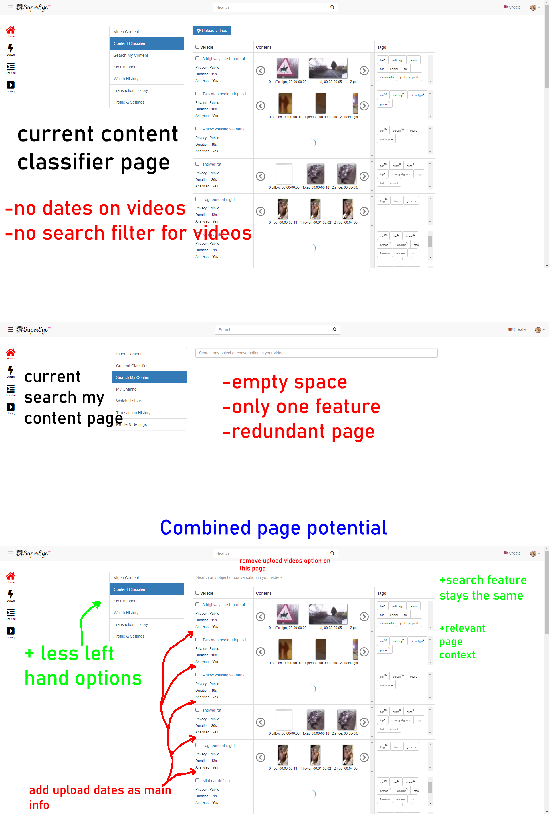 Suggestion: Combine 'content classifier' and the 'search my content ...
