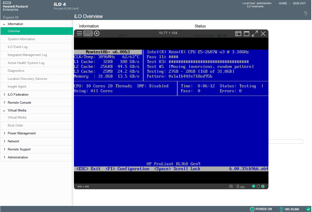 HP DL360 Gen9, no keyboard via ILO · Issue 179 · memtest86plus