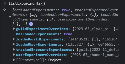 listExperiments