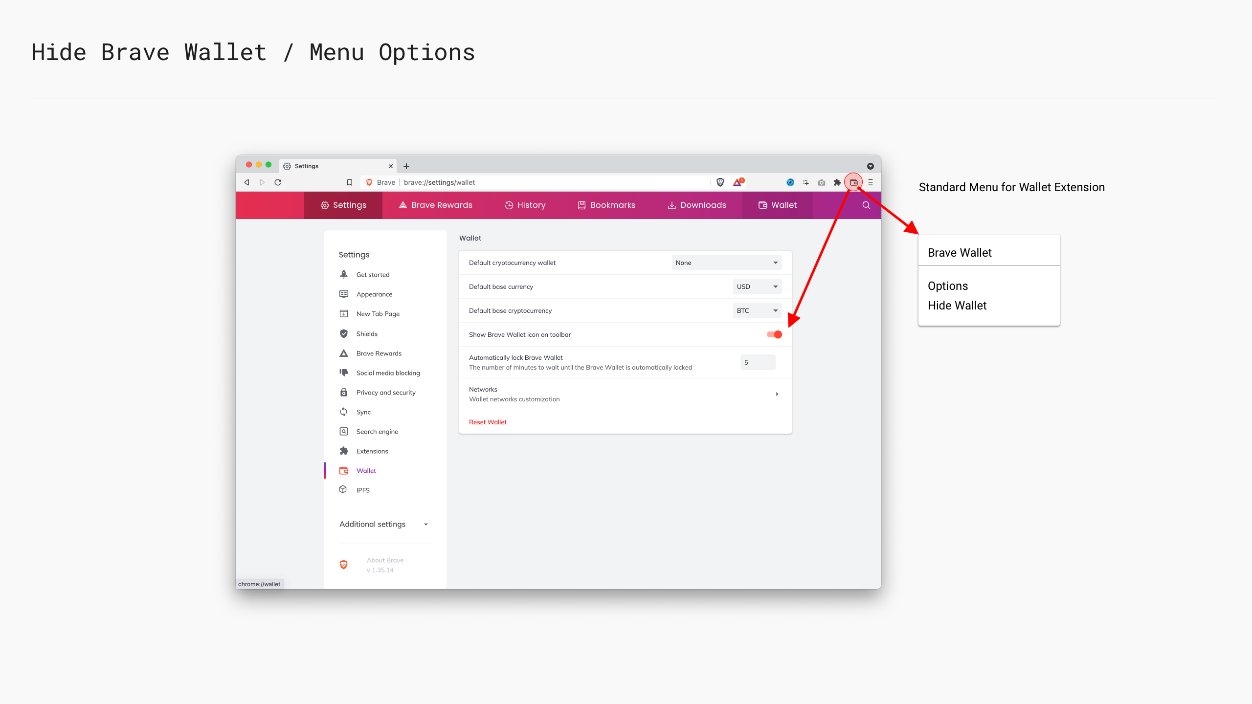 Menu Option to Disable Brave Wallet · Issue #21279 · brave/brave-browser