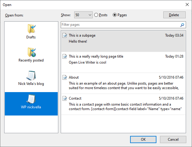 Editing pages created before install of Open Live writer · Issue #825 ...