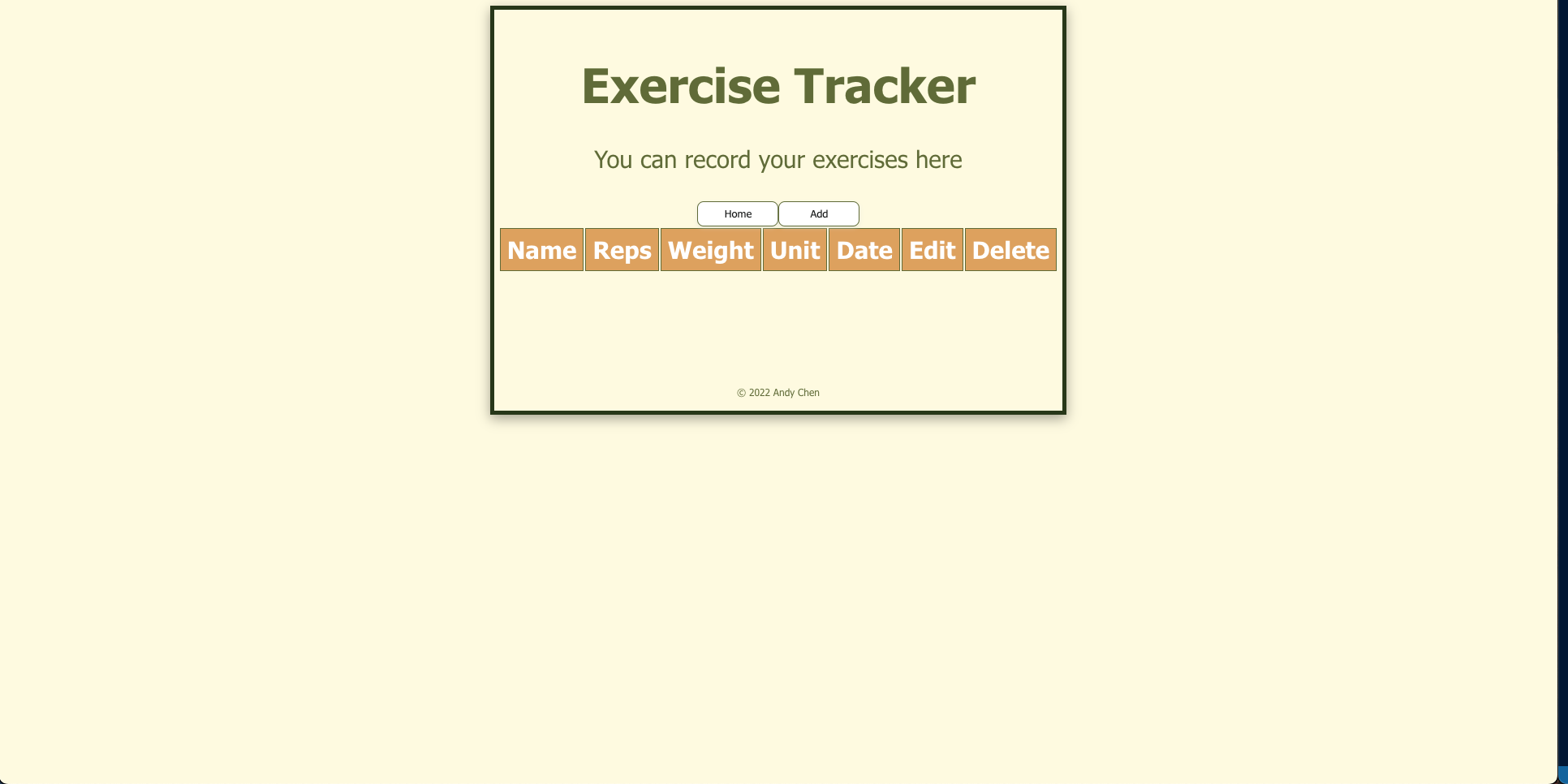 GitHub - andychen3/Exercise-Tracker: Exercise Tracker
