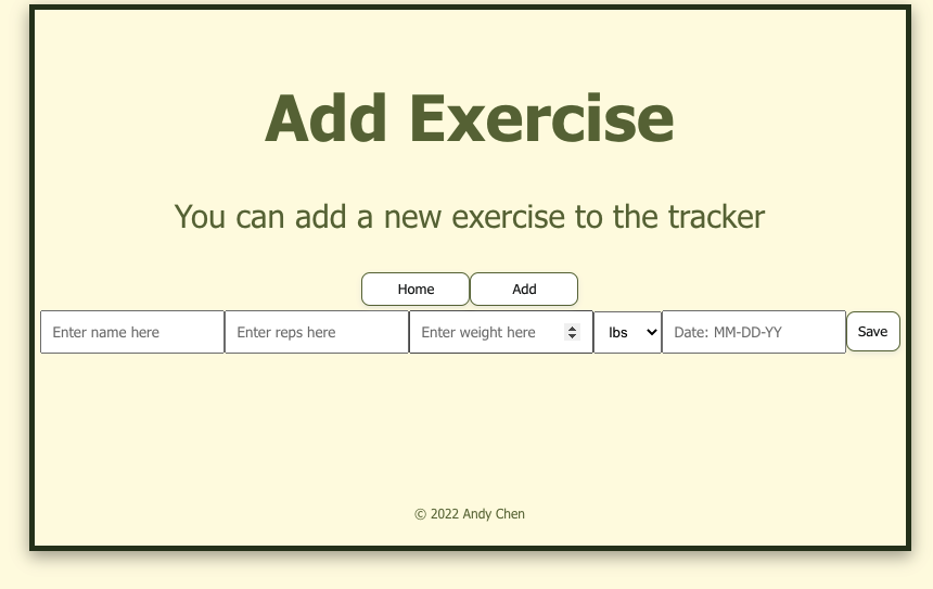 GitHub - andychen3/Exercise-Tracker: Exercise Tracker