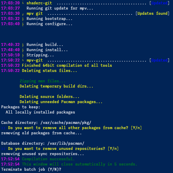 mpv build stalls after config/build/installation · Issue 2346 · mabs