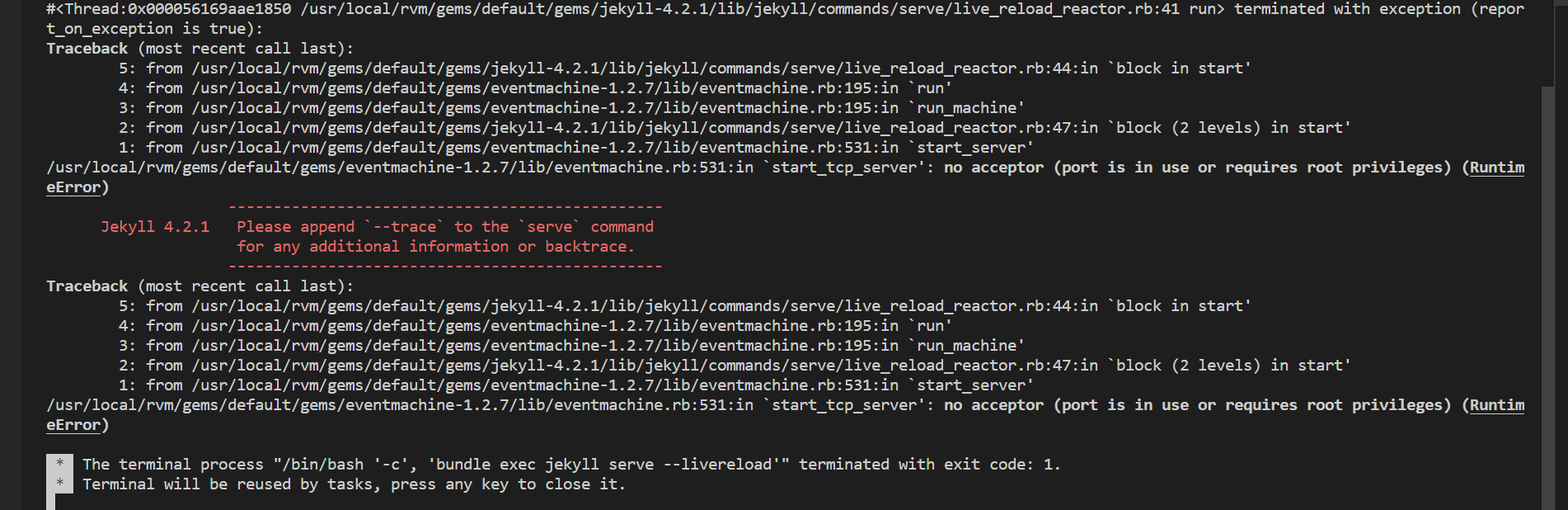 Jekyll images do not work on Windows, because ports cannot be opened