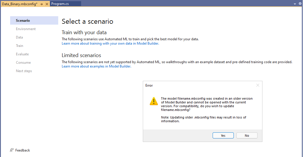 Error when opening new model builder. · Issue #1970 · dotnet ...