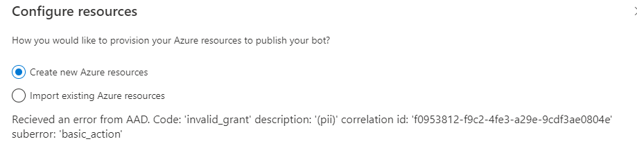 "Something went wrong" - an error during publishing a bot to Azure ...