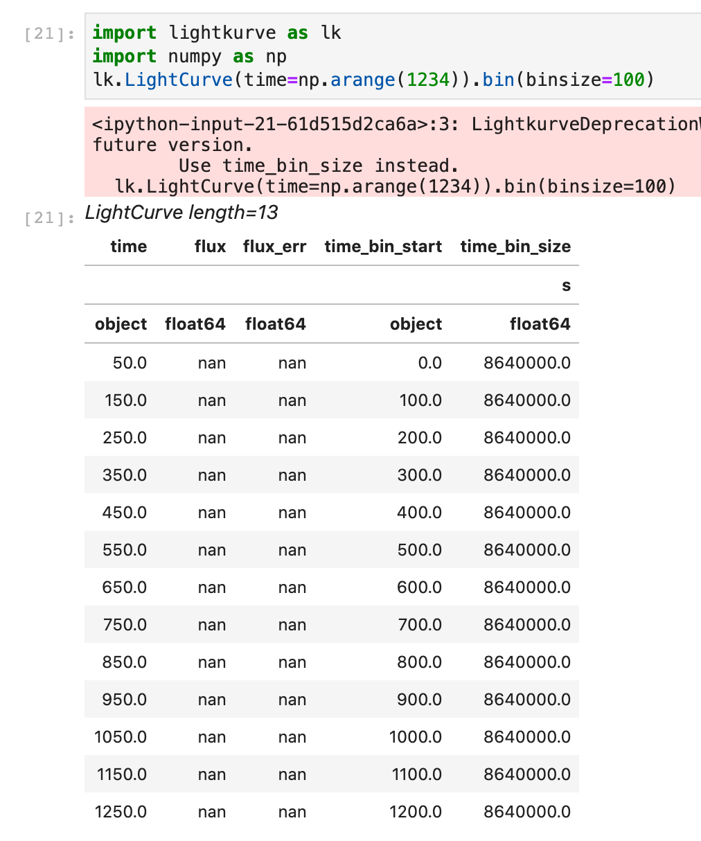 Lightkurve Python Simple Code Binning function issue · Issue #903 · lightkurve/lightkurve · GitHub