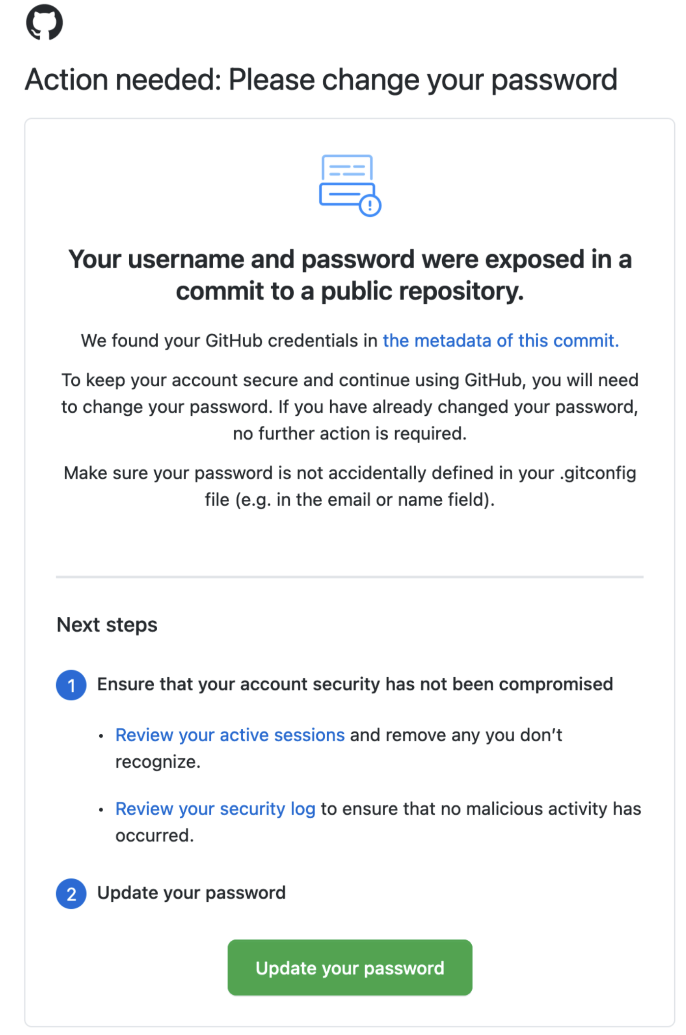 Secret scanning detects and revokes leaked passwords - GitHub Changelog