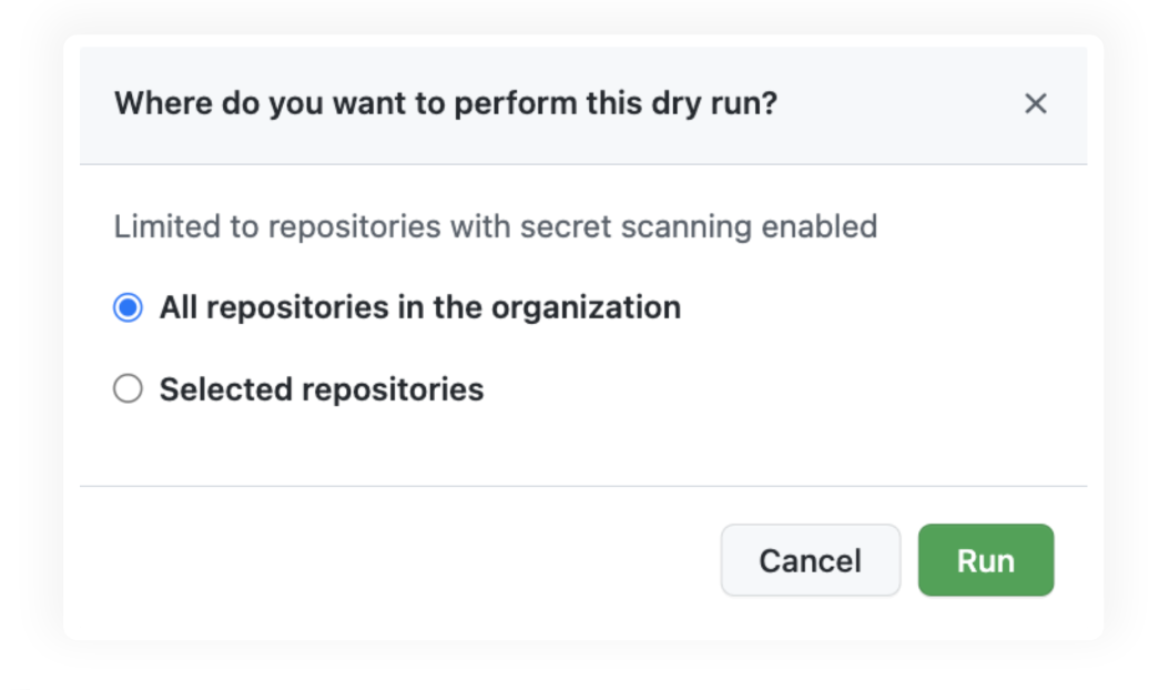 Dry run on all repos in an org