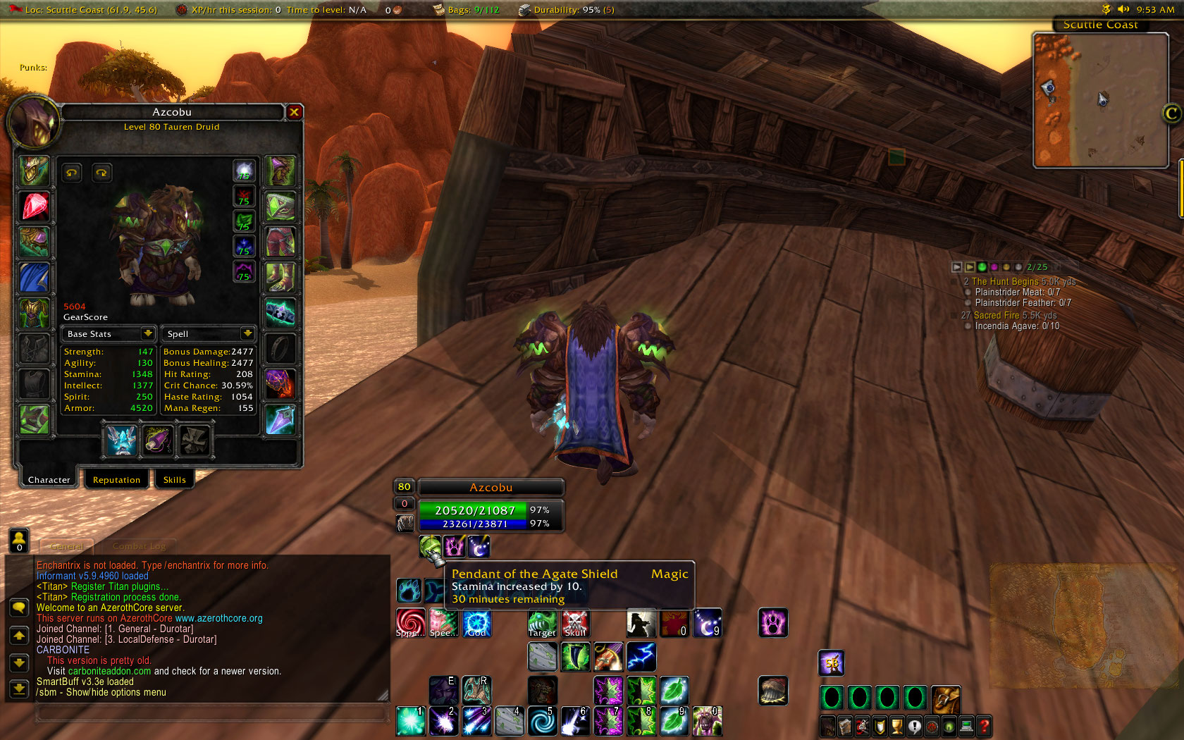 Pendant of the Agate Shield Buff isn't removed on swapping neck if you