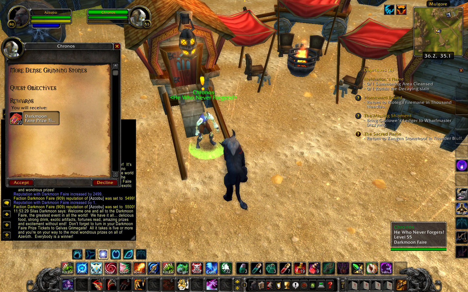 Darkmoon Fair Rep Quest "More Dense Grinding Stones" Given By Wrong