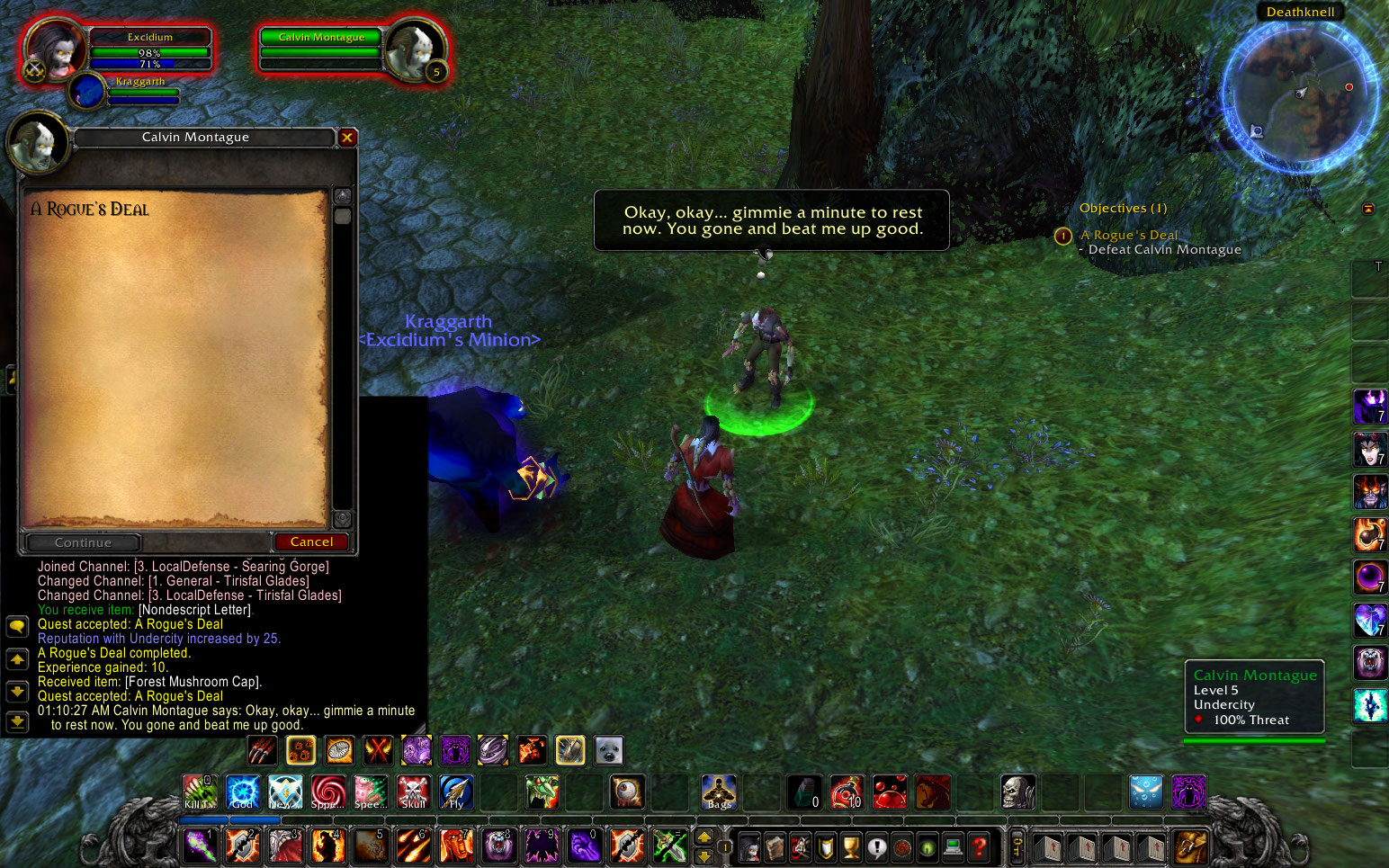 Quest "A Rogue's Deal" 2/2 Locks if Hunter/Warlock Pet Gets Killing