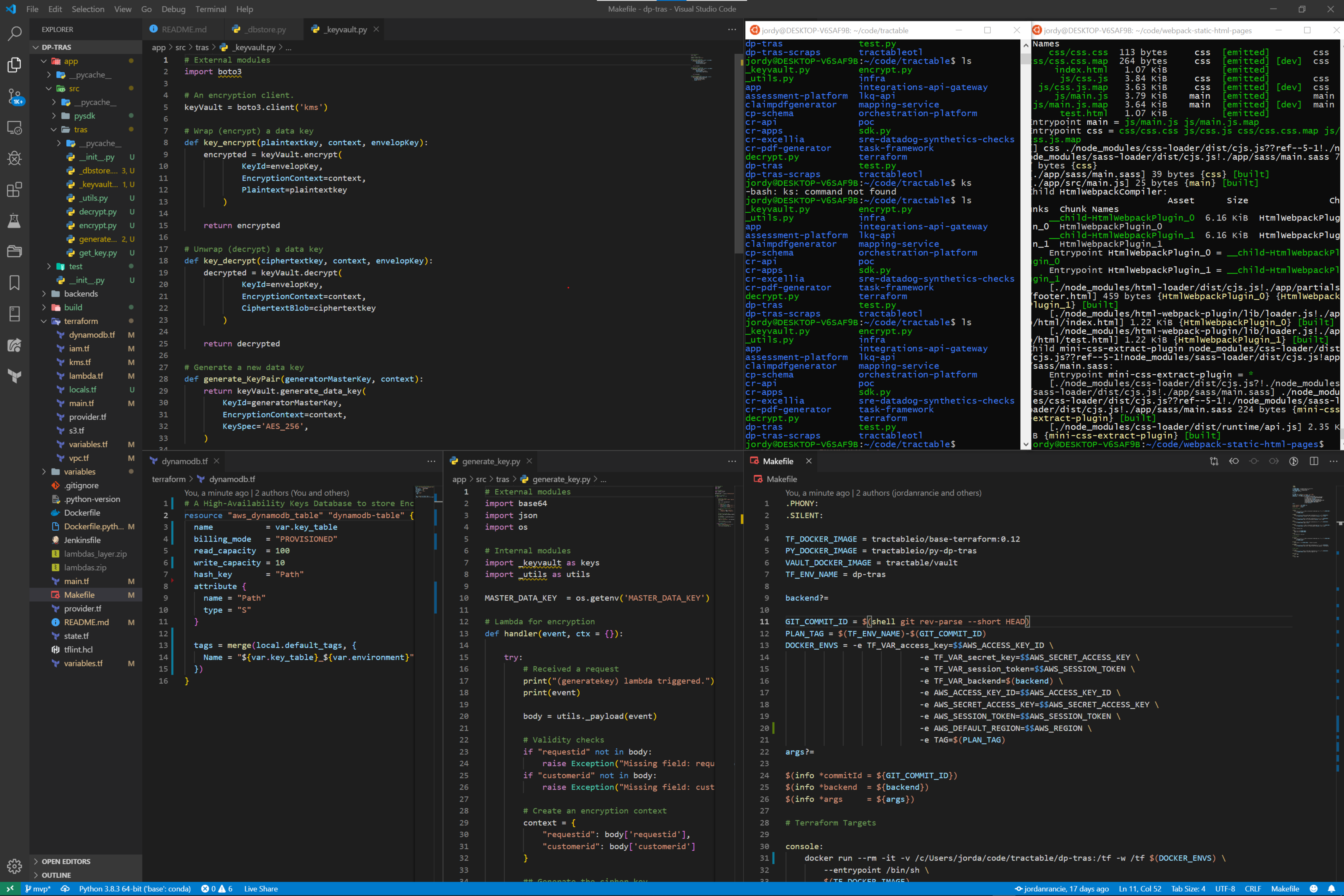 Terminal windows can be placed/docked like any other window in the file ...