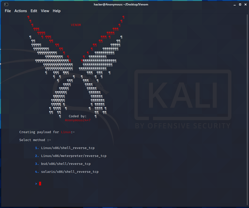 GitHub - anonymous24x7/venom: An automated tool to create payload using ...