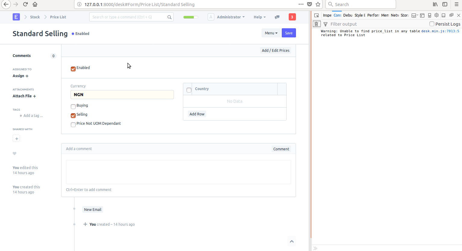 Cannot create Item Price from Price List · Issue #4787 · frappe/frappe ...