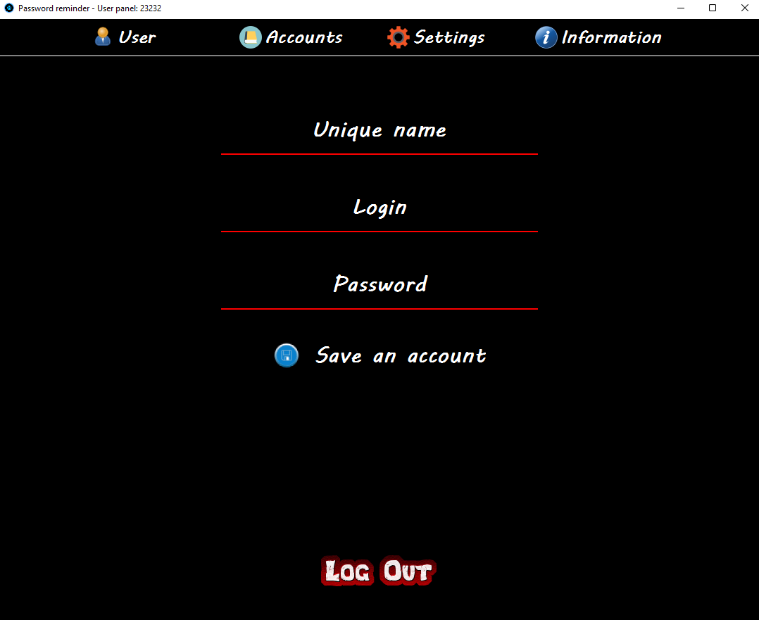 Password Reminder Frame GitHub - CzajkaJakub/Password-Reminder