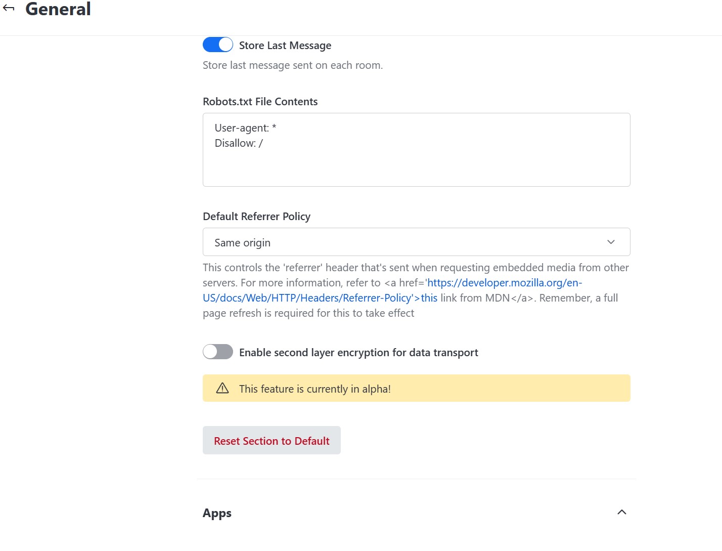 HTML tags are visible inside most of the Settings Option in the ...