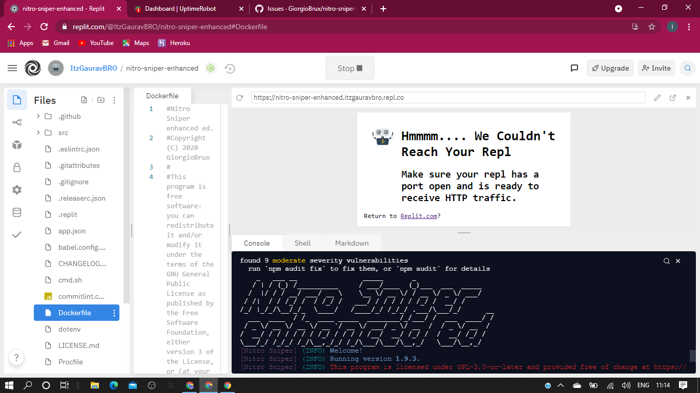 an error occurs on replit - We couldn't reach your repl · Issue #92 ...
