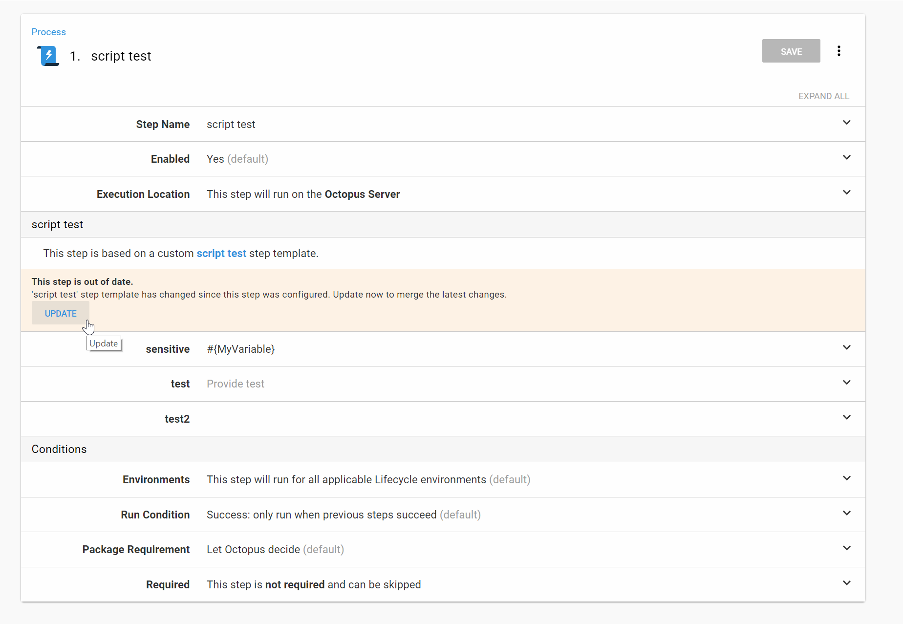 Step template variable default values are not updated · Issue #4959 ...