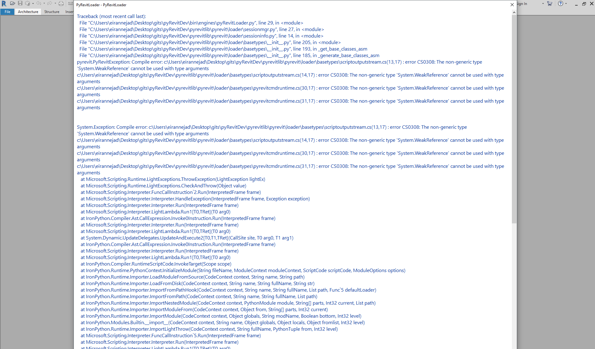 Exception frame