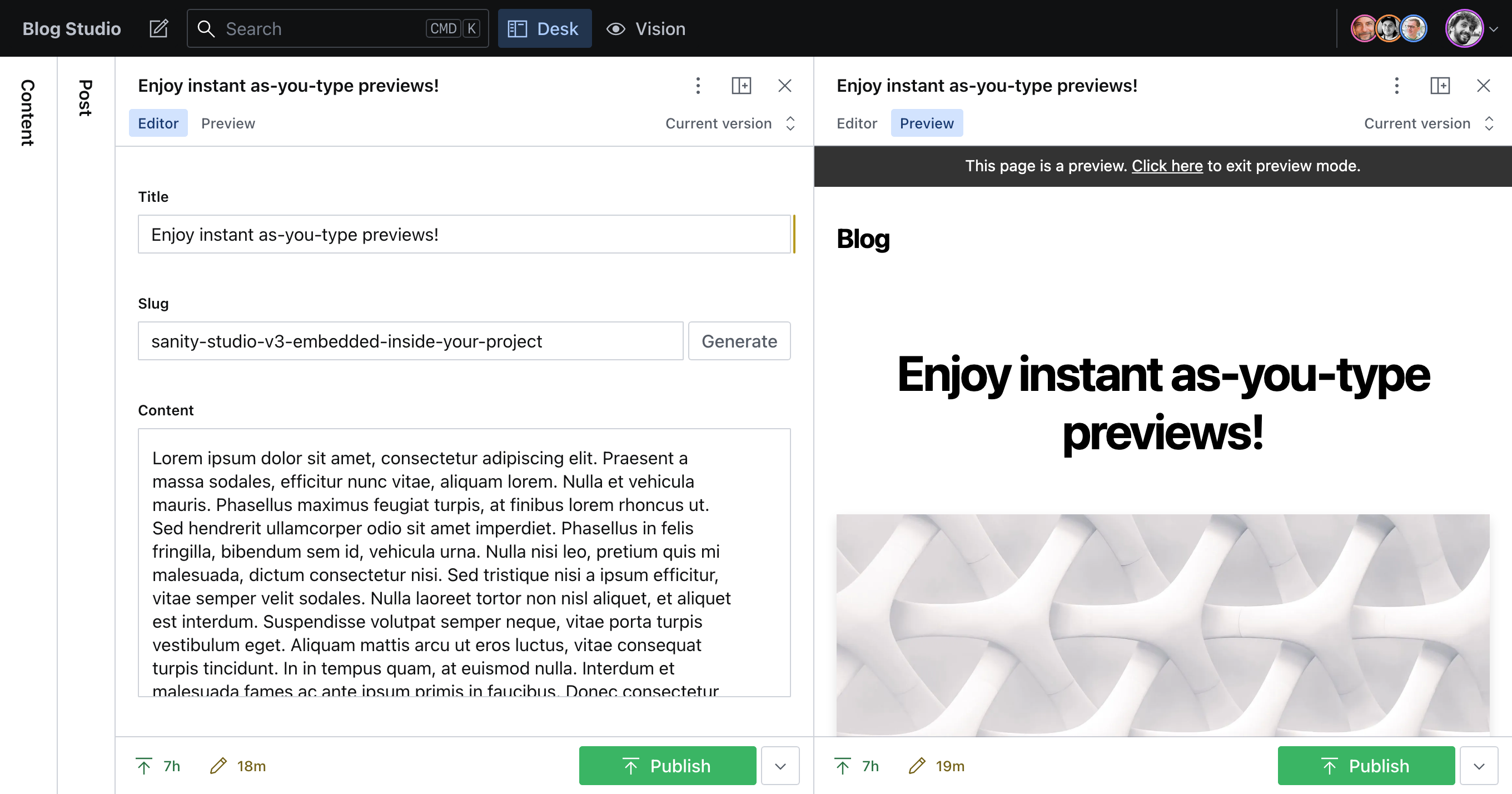 Blog with Built-in Content Editing