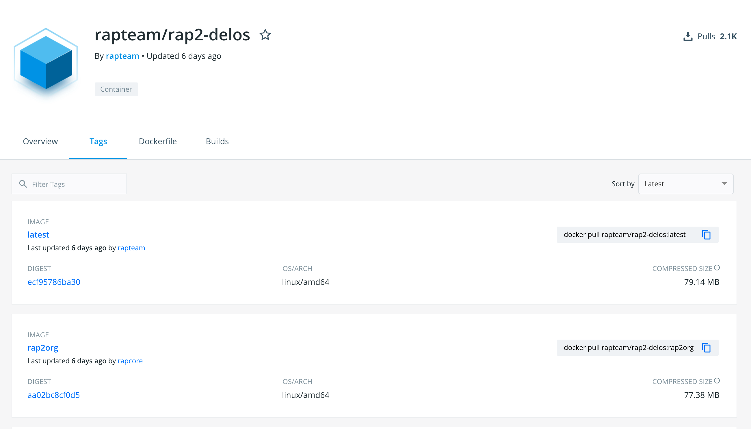 官方Docker镜像能否加上对应的版本tag，而不只是latest · Issue #649 · thx/rap2-delos · GitHub