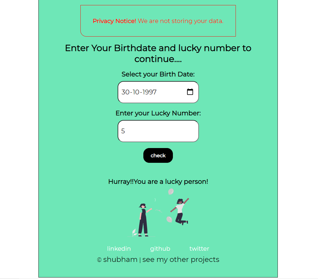 GitHub - techieshubham30/LuckyBirthDates: This will tell you if your ...