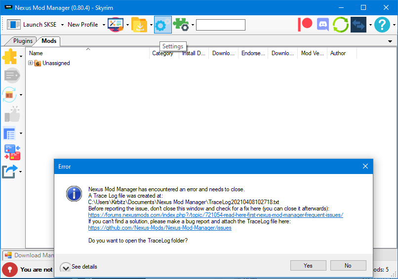 Error When Clicking On Settings Issue 1131 Nexus Mods Nexus Mod Manager Github Error When Clicking On Settings Issue 1131 Nexus Mods Nexus Mod Manager Github