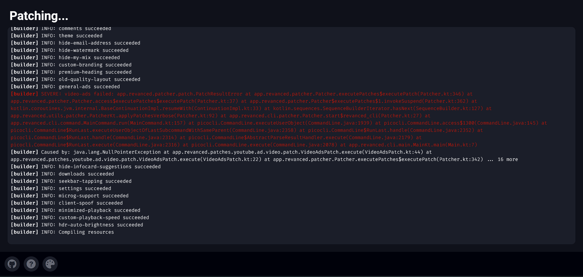 Failed to patch video-ads · Issue #530 · reisxd/revanced-builder · GitHub
