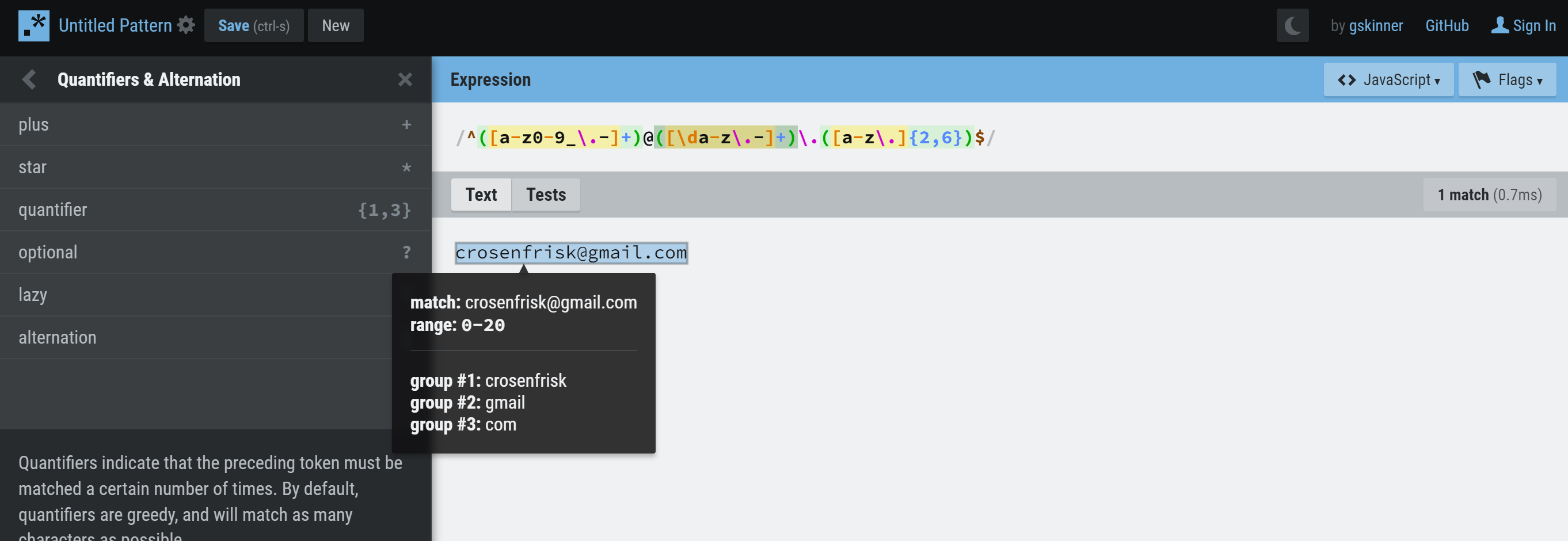 Regex Tutorial for Matching an Email · GitHub