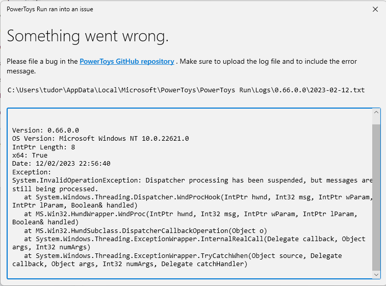 PowerToys background crash · Issue #24071 · microsoft/PowerToys · GitHub