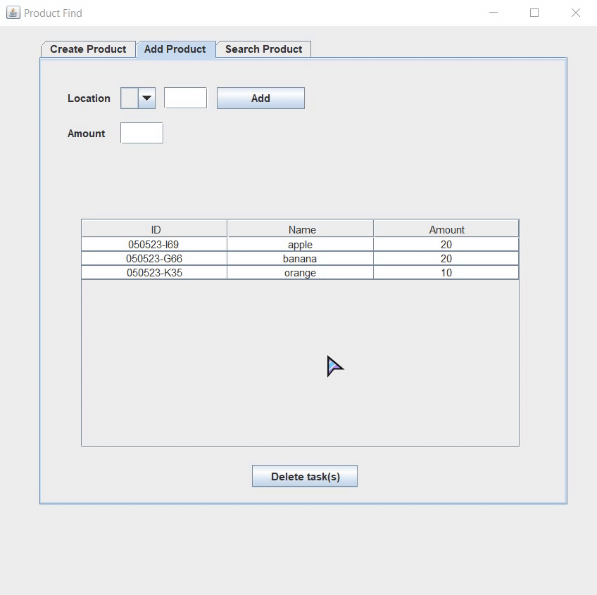 GitHub - ZHJamesY/StorageProductFinder: GUI: Allows user to store ...