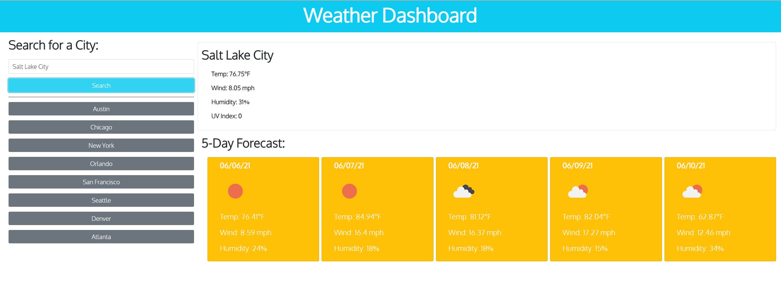 GitHub - NYX1122/weather-dashboard: A web application that utilizes web ...