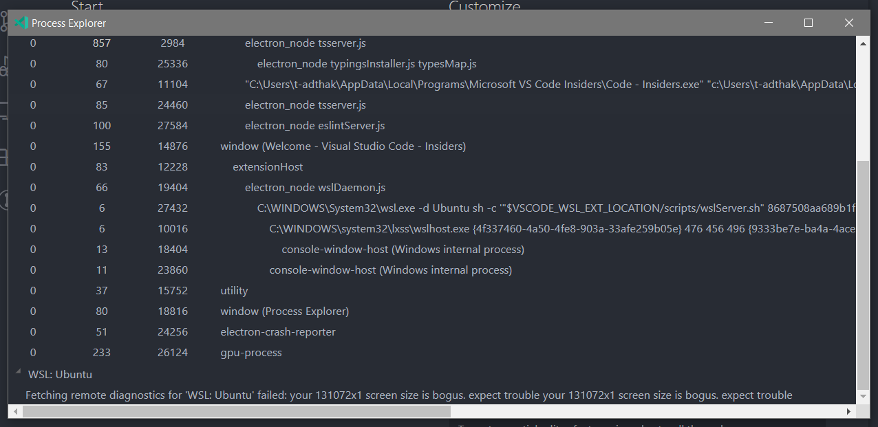 Process Explorer doesn't work on WSL (screen size is bogus) · Issue ...