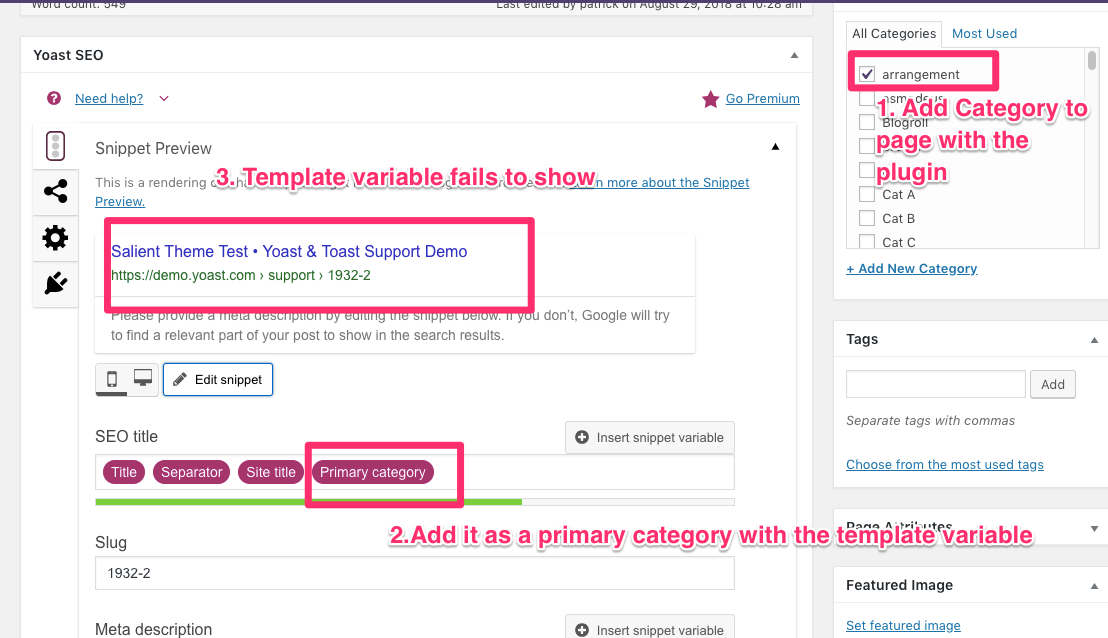 adding primary category template