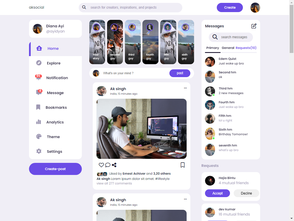 GitHub - codeAlok/social_media_site: A social media application Home ...