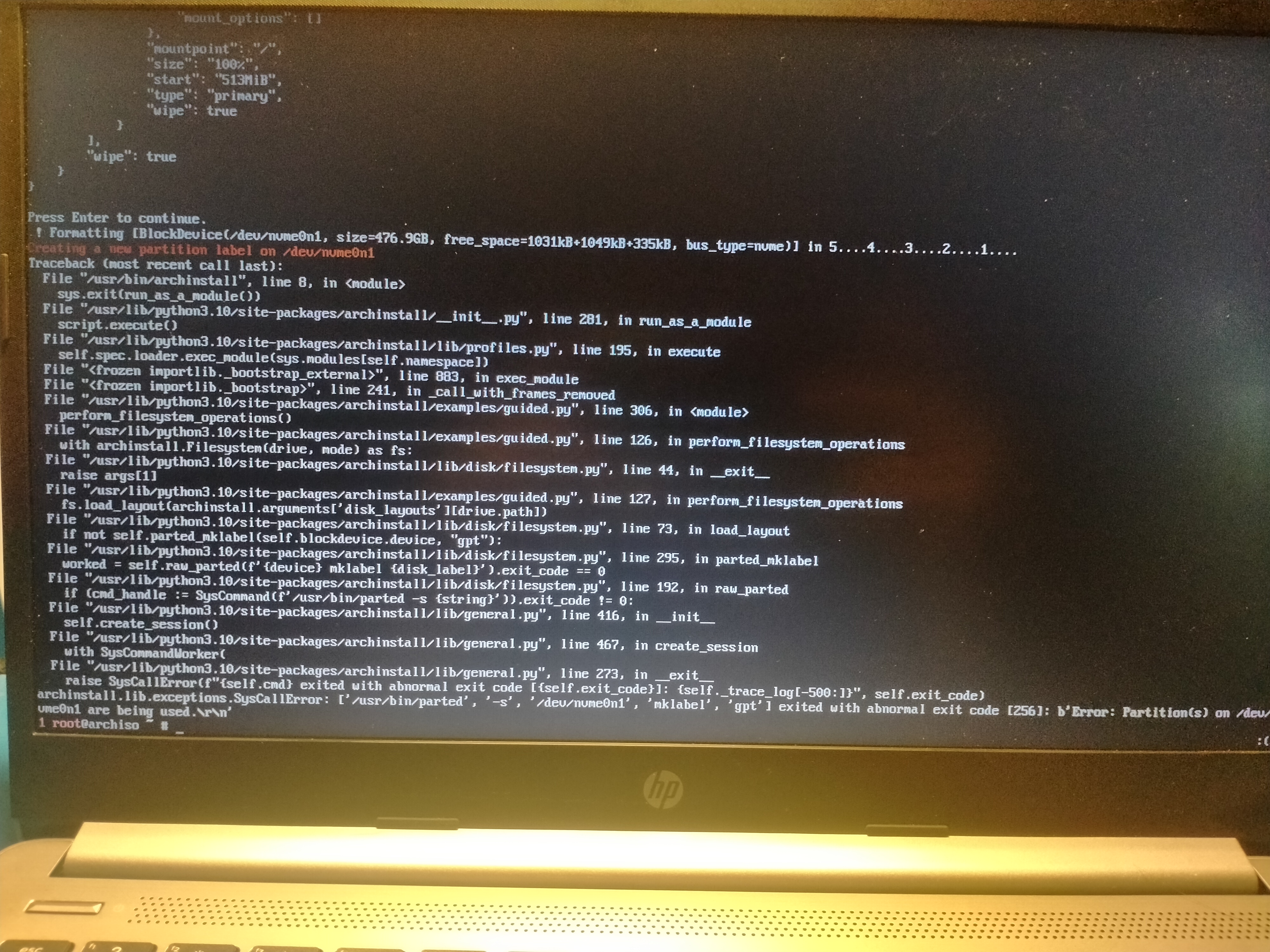 Issue when install · Issue #1464 · archlinux/archinstall · GitHub