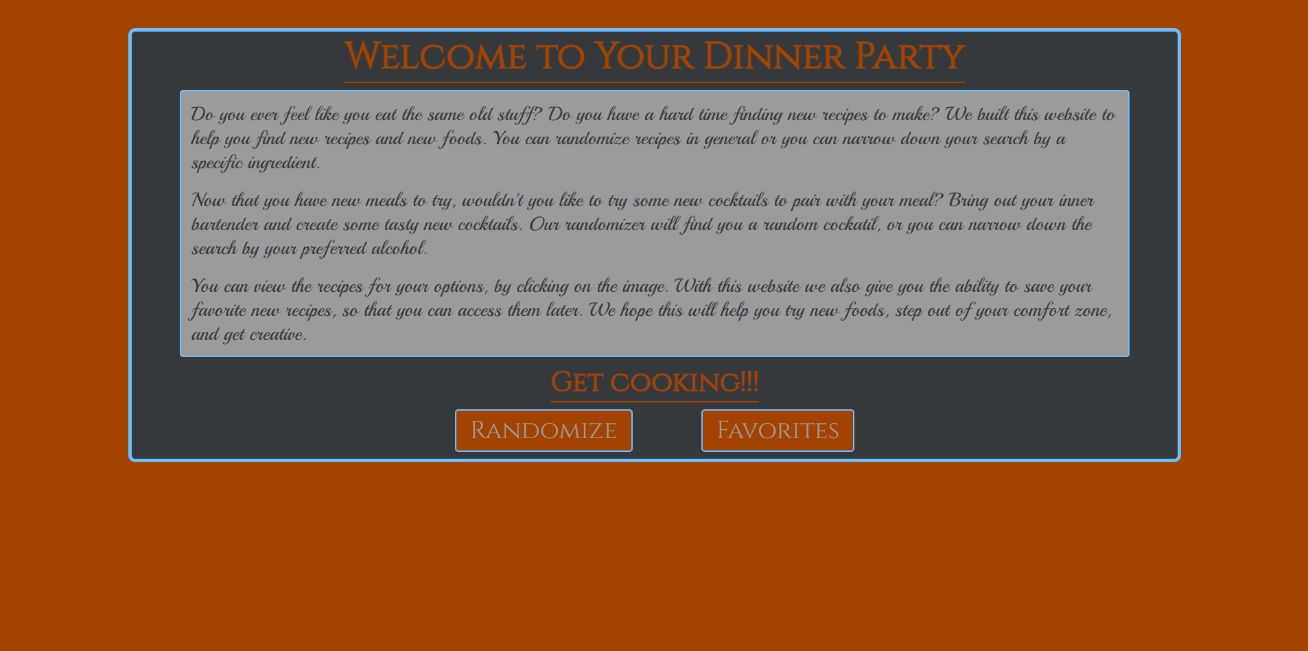 GitHub - austin-morrow/DinnerParty-App: Responsive HTML, CSS ...