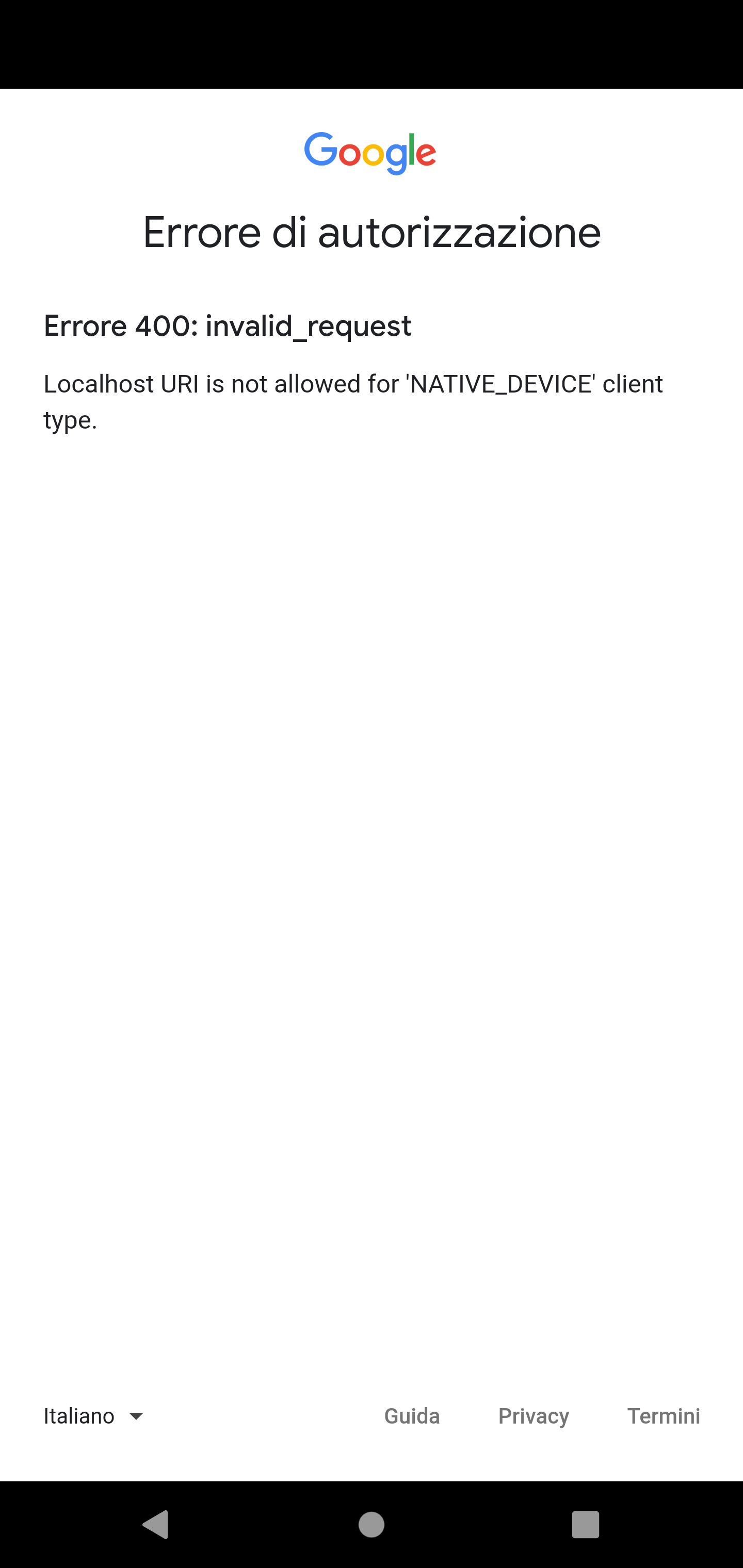 Localhost URI Is Not Allowed For NATIVE DEVICE Client Type Issue Localhost uri is not allowed for native device client type issue