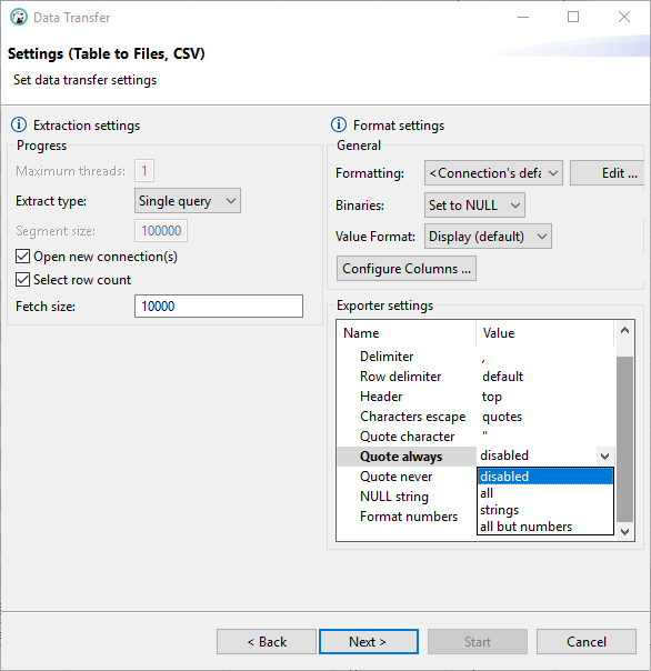Can't chose default option for "quote always" in CSV Export · Issue ...