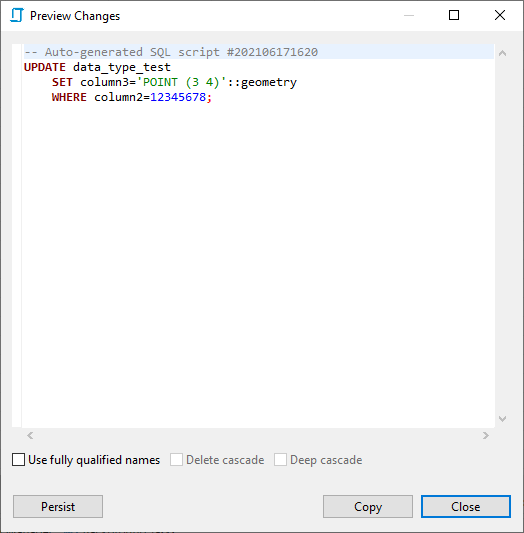 Can't insert or update data into a geometry column with CRS modifier ...